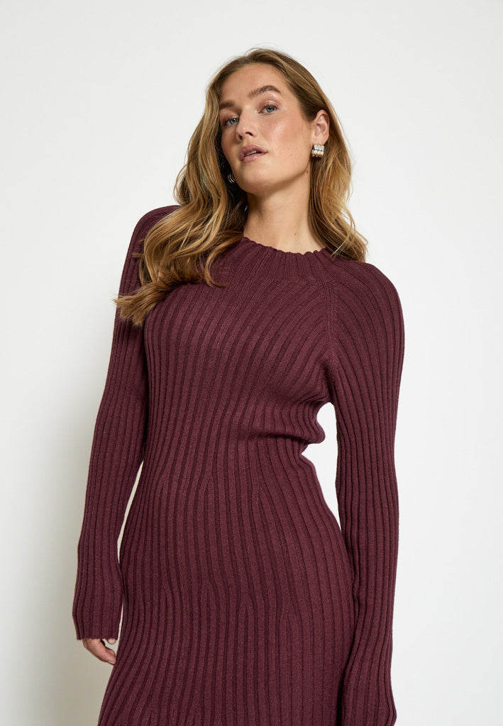 Peppercorn PCAnna Rib Over Knee Dress Dress 0905 Tawny Port