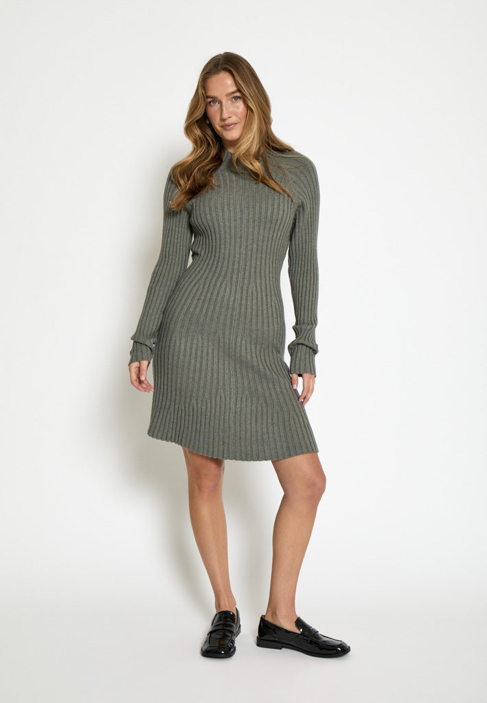 Peppercorn PCAnna Rib Over Knee Dress Dress 126M Steel Grey Melange