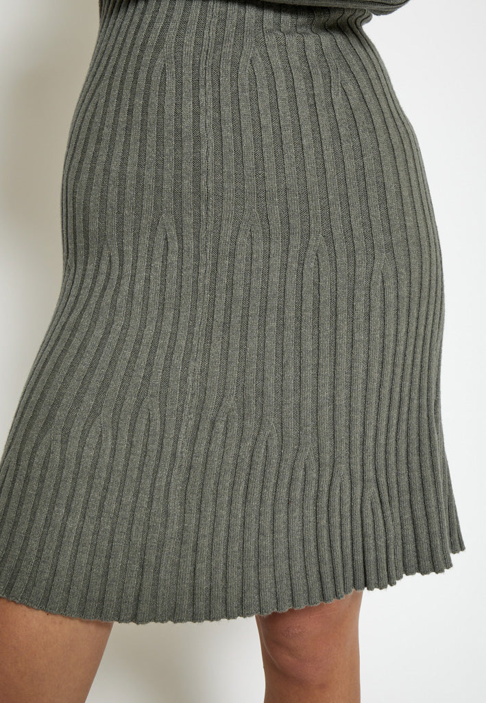 Peppercorn PCAnna Rib Over Knee Dress Dress 126M Steel Grey Melange