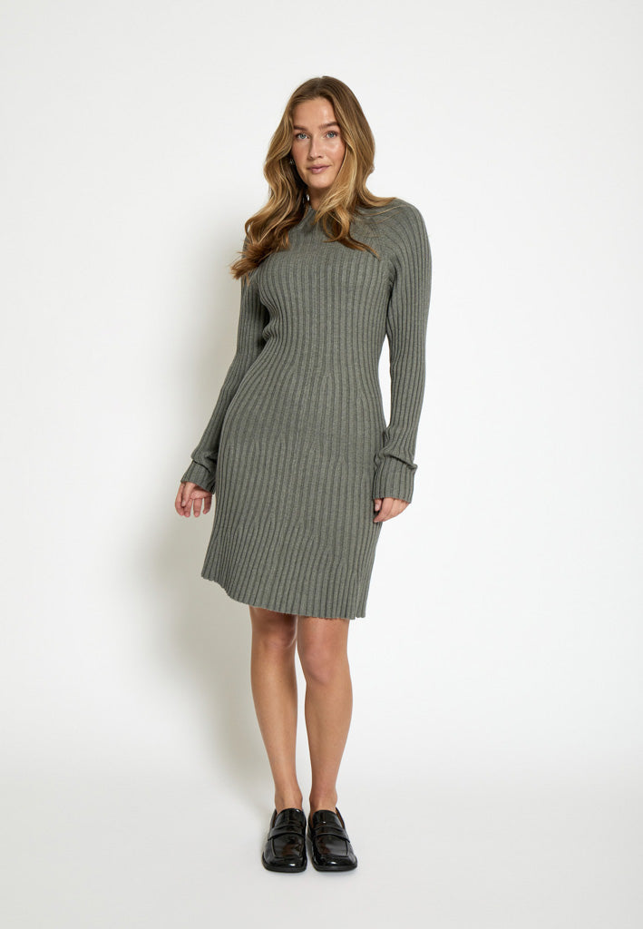 Peppercorn PCAnna Rib Over Knee Dress Dress 126M Steel Grey Melange