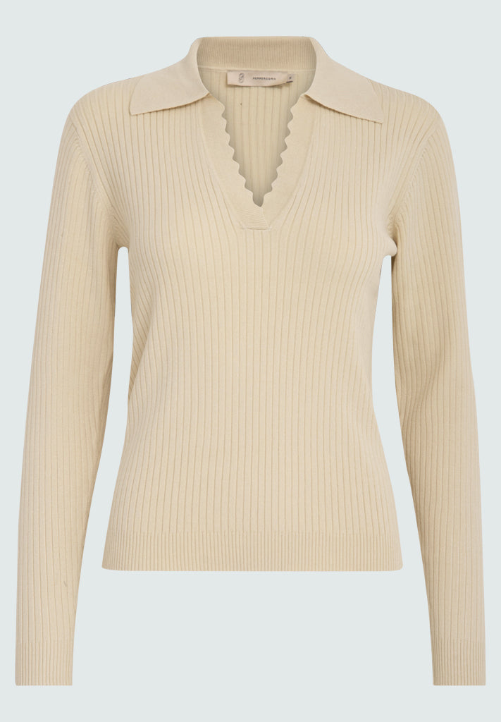 Peppercorn PCBandy V-Neck Long Sleeve Pullover Pullover 2206 Fog Sand
