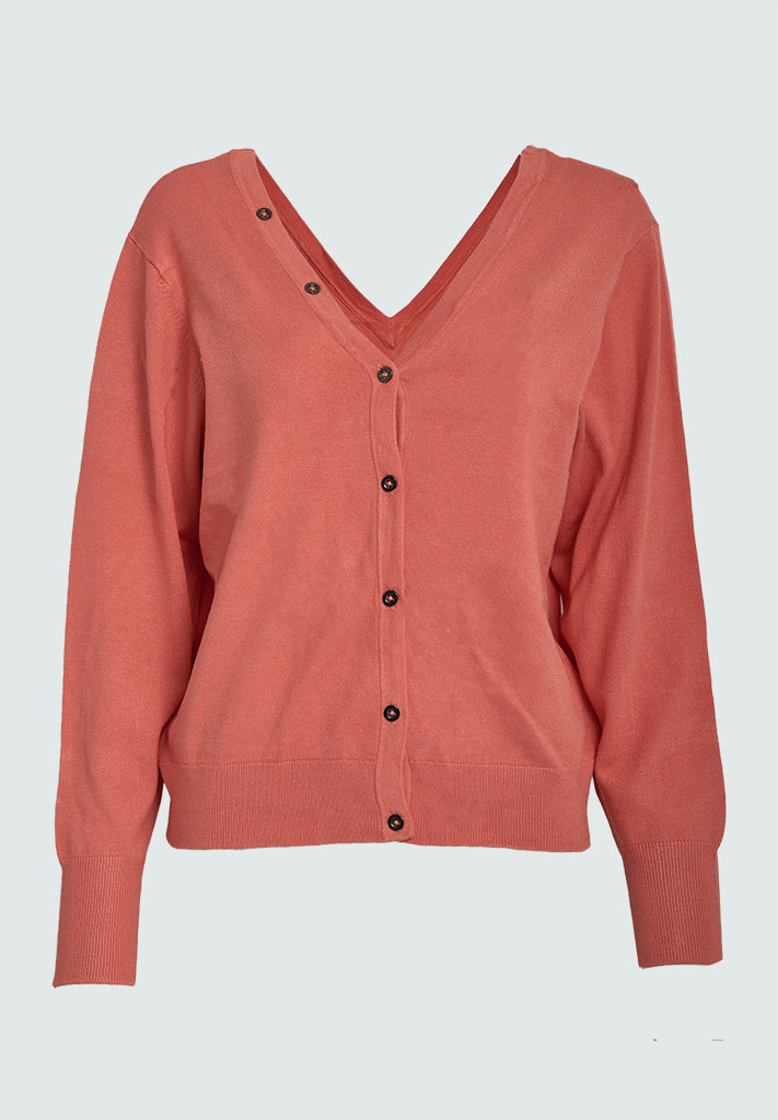 Peppercorn PCBandy V-Neck cardigan Cardigans 4173 Warm Coral