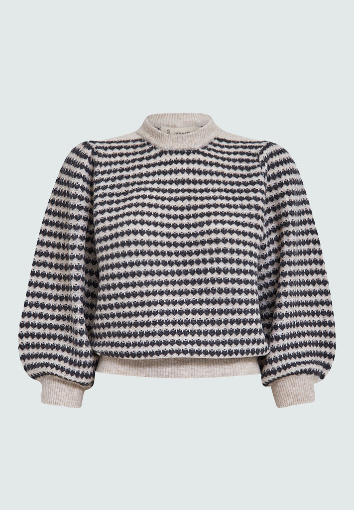 Peppercorn PCCamilla 3/4 Sleeve Striped Knit Pullover Pullover 0026S Moonbeam Stripe