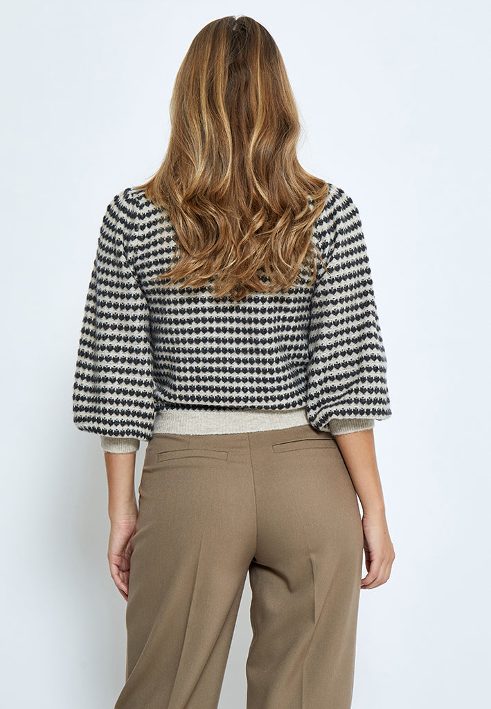 Peppercorn PCCamilla 3/4 Sleeve Striped Knit Pullover Pullover 0026S Moonbeam Stripe