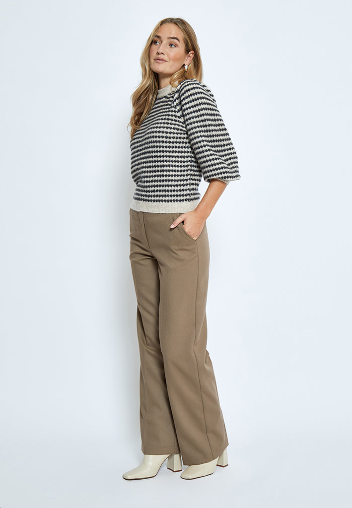 Peppercorn PCCamilla 3/4 Sleeve Striped Knit Pullover Pullover 0026S Moonbeam Stripe