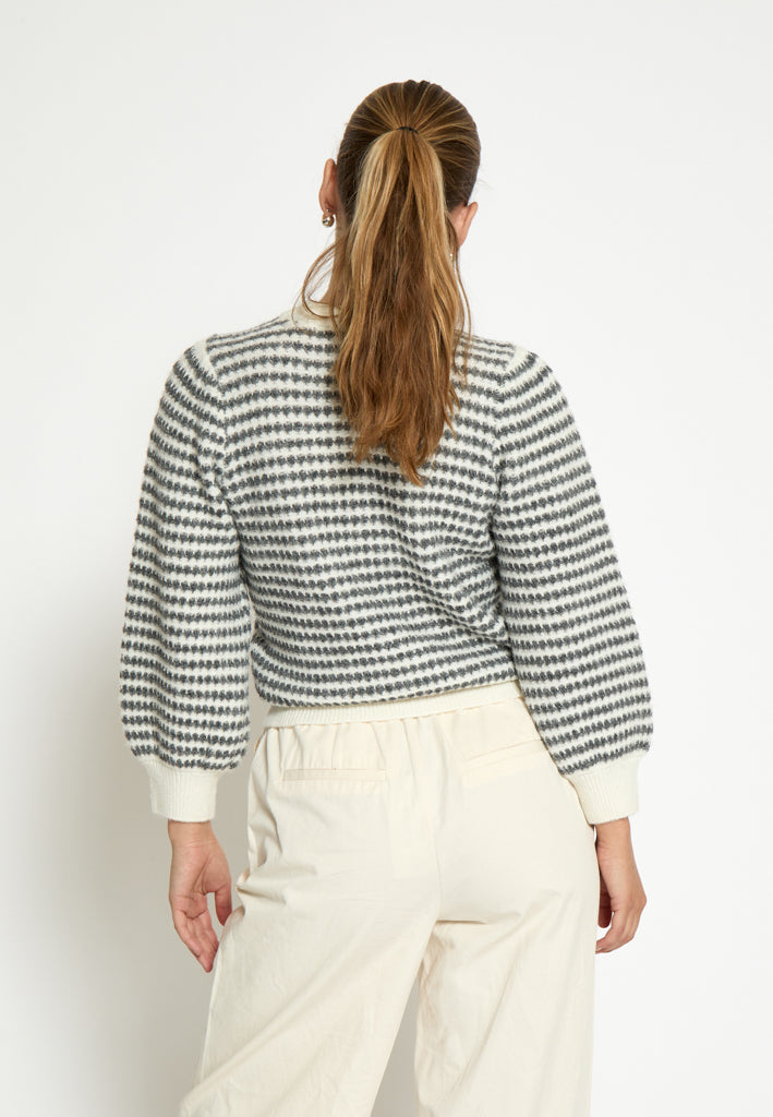 Peppercorn PCCamilla 3/4 Sleeve Striped Knit Pullover Pullover 0331S Natural Beige Stripe
