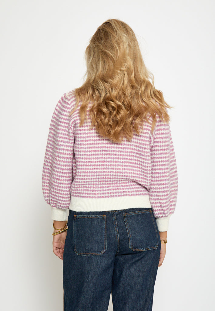 Peppercorn PCCamilla 3/4 Sleeve Striped Knit Pullover Pullover 4630S Moonlight Pink Str