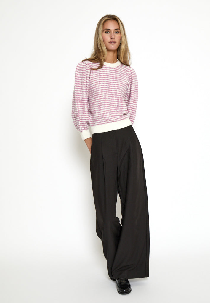 Peppercorn PCCamilla 3/4 Sleeve Striped Knit Pullover Pullover 4630S Moonlight Pink Str