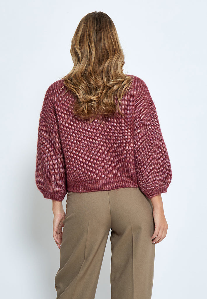 Peppercorn PCCori 3/4 Sleeve Knit Pullover Pullover 652M Karanda Red Melange