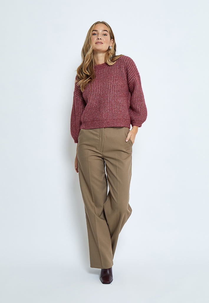 Peppercorn PCCori 3/4 Sleeve Knit Pullover Pullover 652M Karanda Red Melange