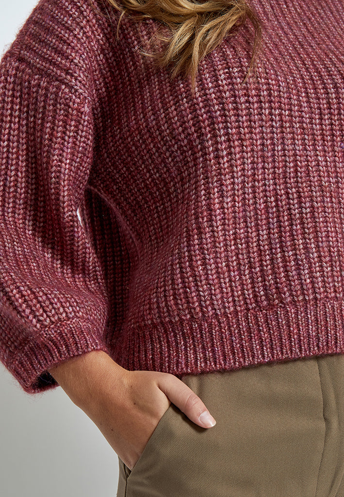 Peppercorn PCCori 3/4 Sleeve Knit Pullover Pullover 652M Karanda Red Melange