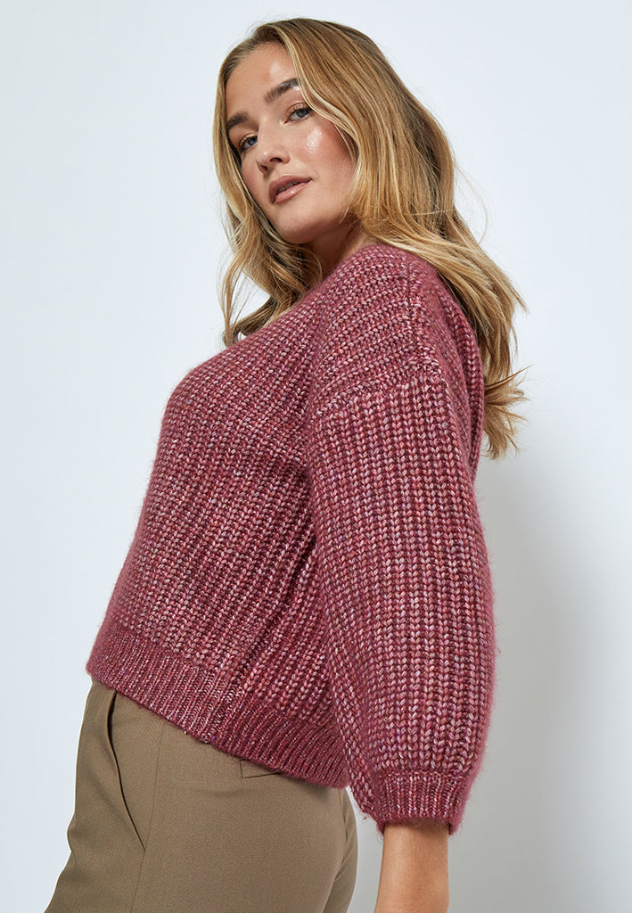 Peppercorn PCCori 3/4 Sleeve Knit Pullover Pullover 652M Karanda Red Melange