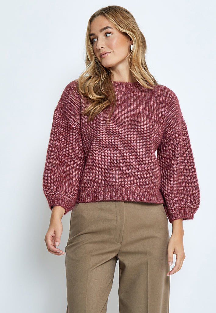 Peppercorn PCCori 3/4 Sleeve Knit Pullover Pullover 652M Karanda Red Melange