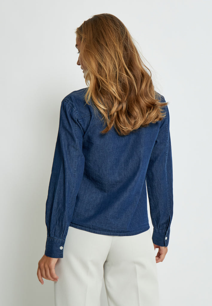 Peppercorn PCDarlene Frill Shirt Shirt 9610 Mid Blue Denim