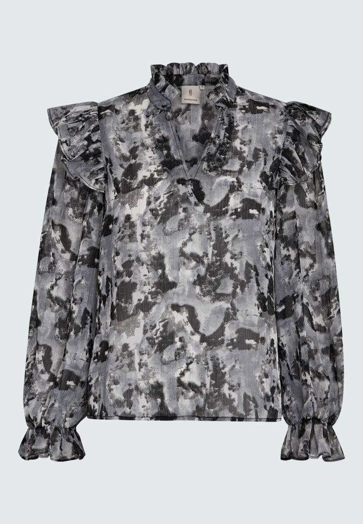 Peppercorn PCEleanor Printed Blouse Blouse 526P Limestone Gray Print