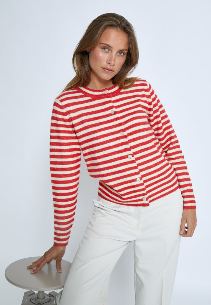 Peppercorn PCFabienne Short Cardigan Cardigans 4071 Grenadine Stripe