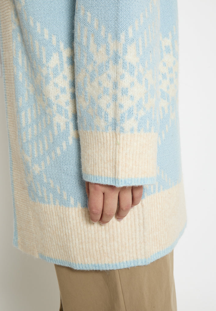 Peppercorn PCFija Long Cardigan Cardigans 5011J Light Blue Jacquard