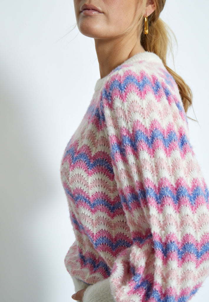 Peppercorn PCFilicia GRS O-Neck Pullover Pullover 4403S Peony Pink Stripe