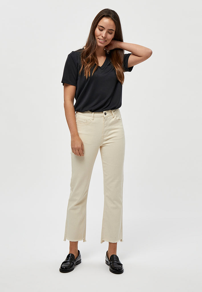 Peppercorn PCFione MW Cropped Jeans Jeans 0023 Seedpearl Cream