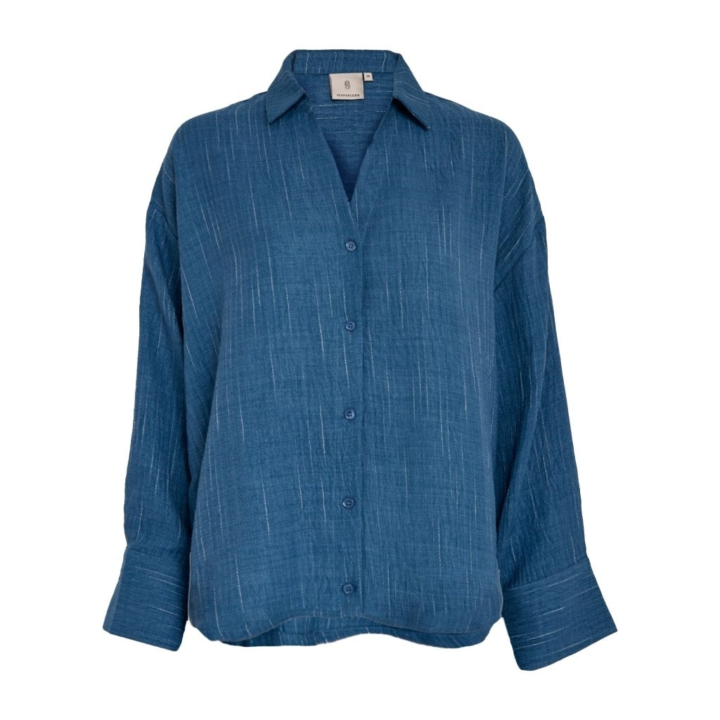 Peppercorn PCGaby Pinstripe Shirt Shirt 004 Mid-blue Denim