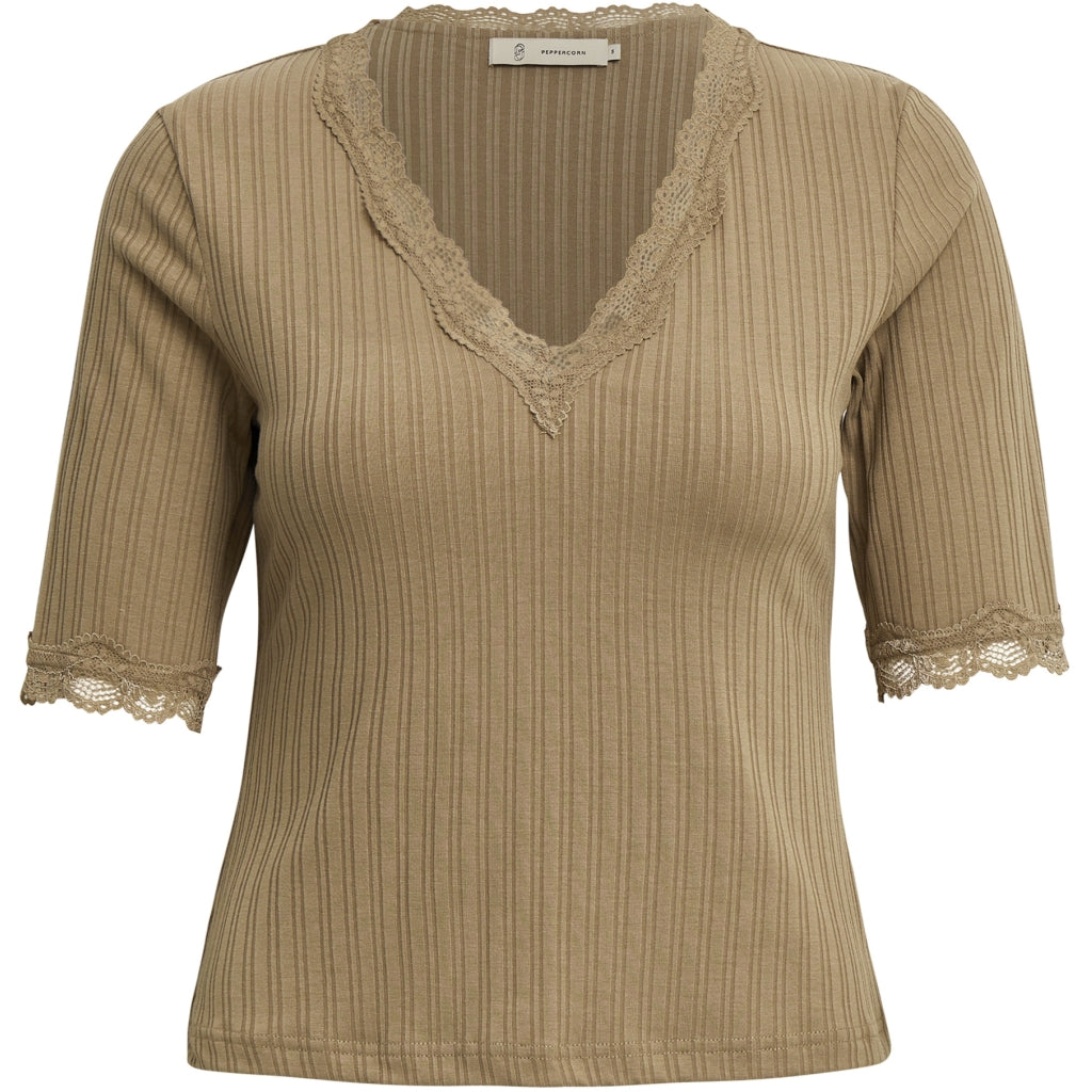 Peppercorn PCGai Lace Blouse Curve Blouse 0273M Warm Sand Melange