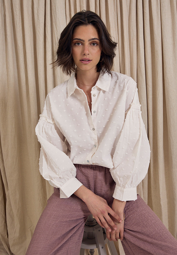 Peppercorn PCGelika 3/4 Sleeve Shirt Shirt 0011 Gardenia