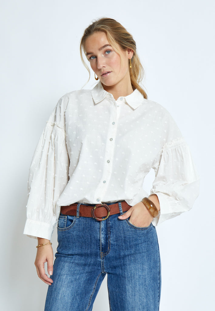 Peppercorn PCGelika 3/4 Sleeve Shirt Shirt 0011 Gardenia