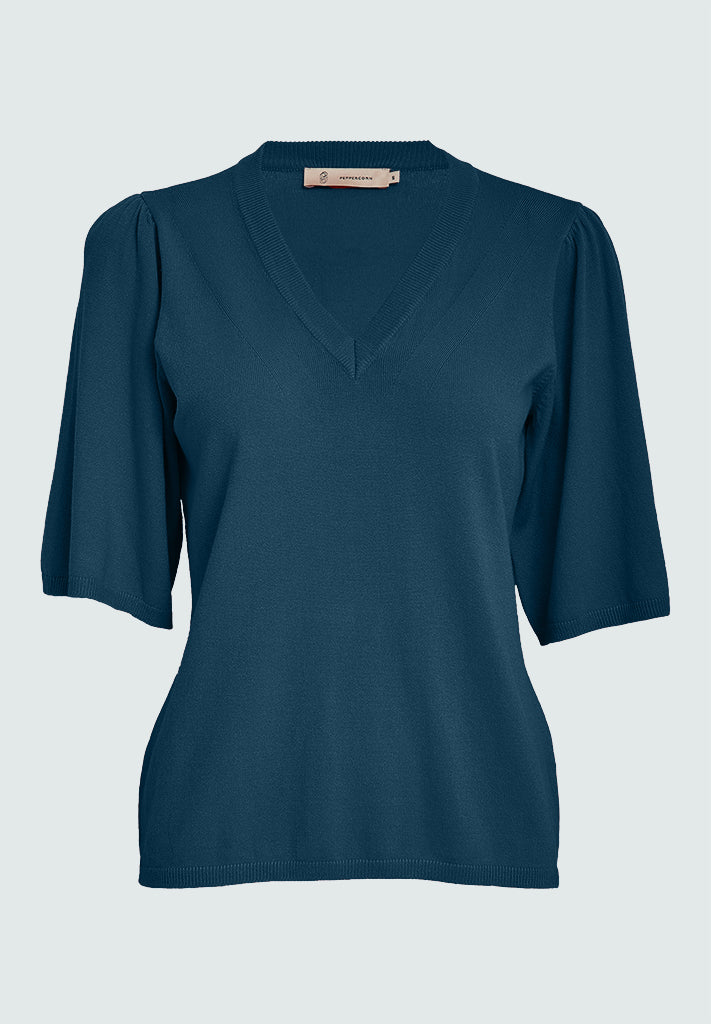 Peppercorn PCGlenda Short Sleeve Knit Pullover 1037 Ensign Blue
