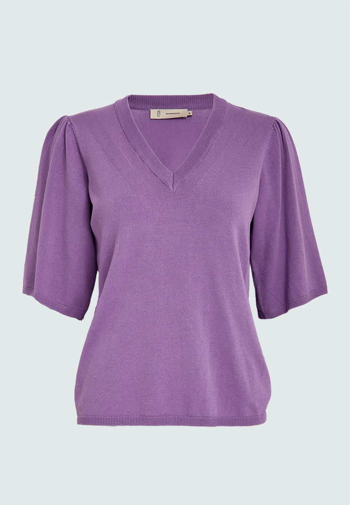 Peppercorn PCGlenda Short Sleeve Knit Pullover 7225 FAIRY WREN LILAC