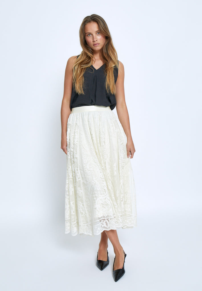 Peppercorn PCGreta Lace Skirt Skirt 0202 Whitecap Grey
