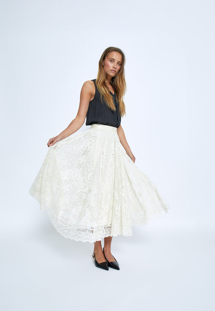 Peppercorn PCGreta Lace Skirt Skirt 0202 Whitecap Grey