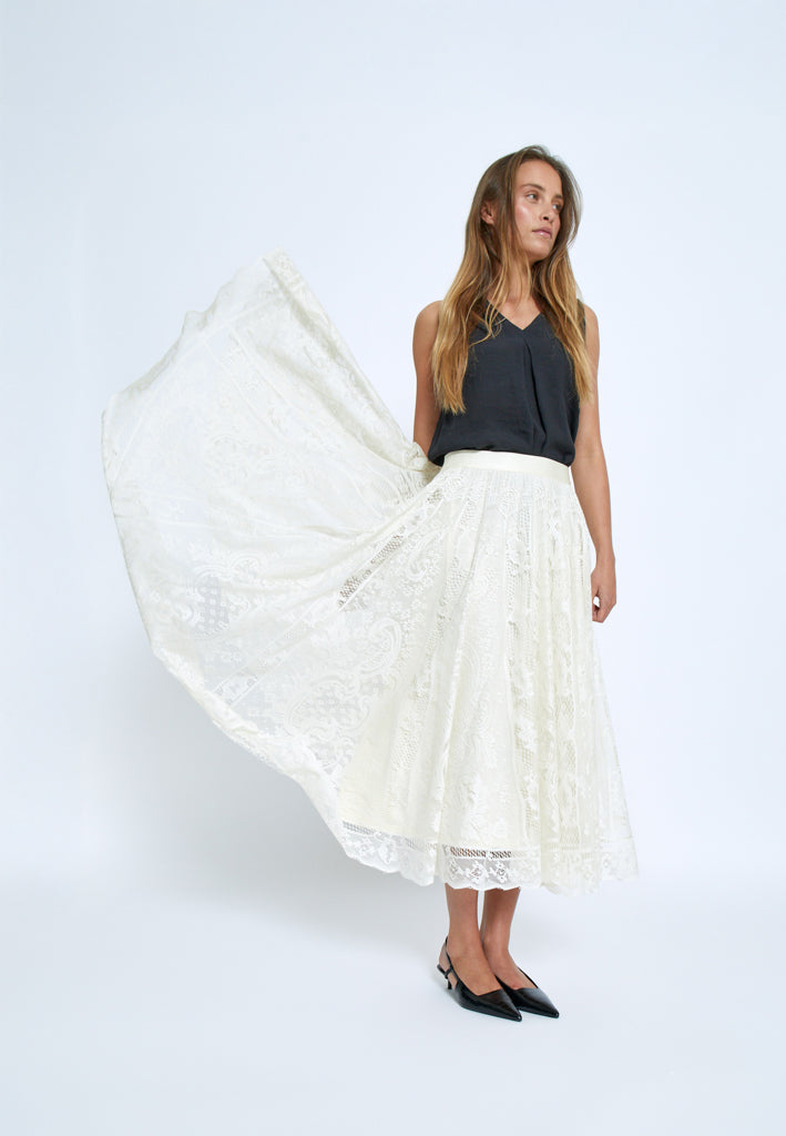 Peppercorn PCGreta Lace Skirt Skirt 0202 Whitecap Grey