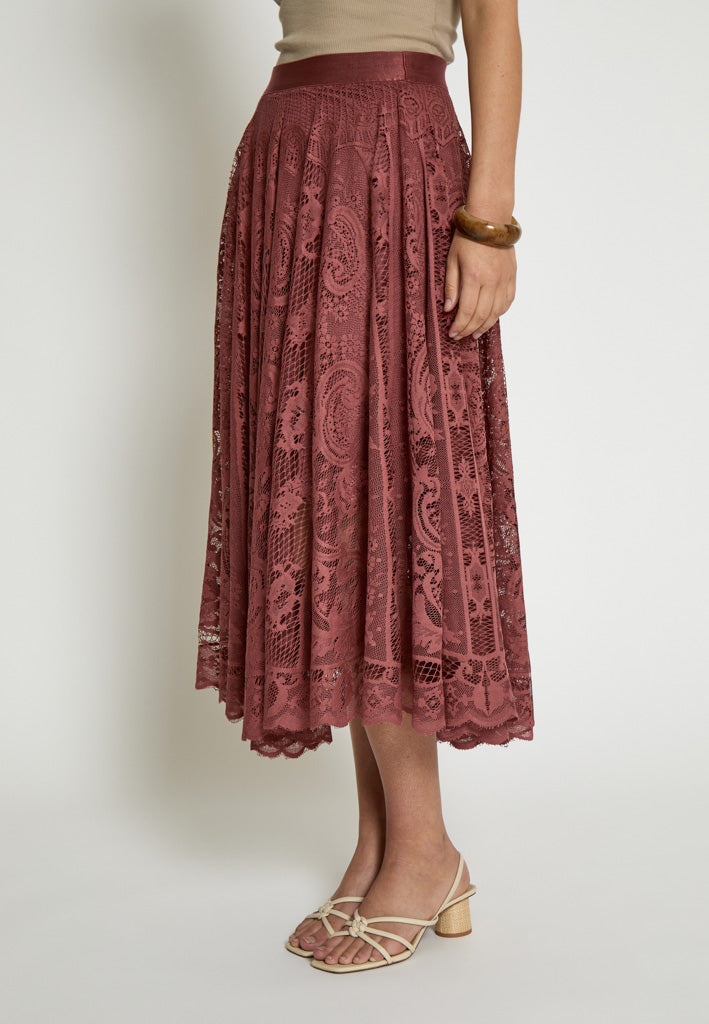 Peppercorn PCGreta Lace Skirt Skirt 5076 Apple Butter Brown