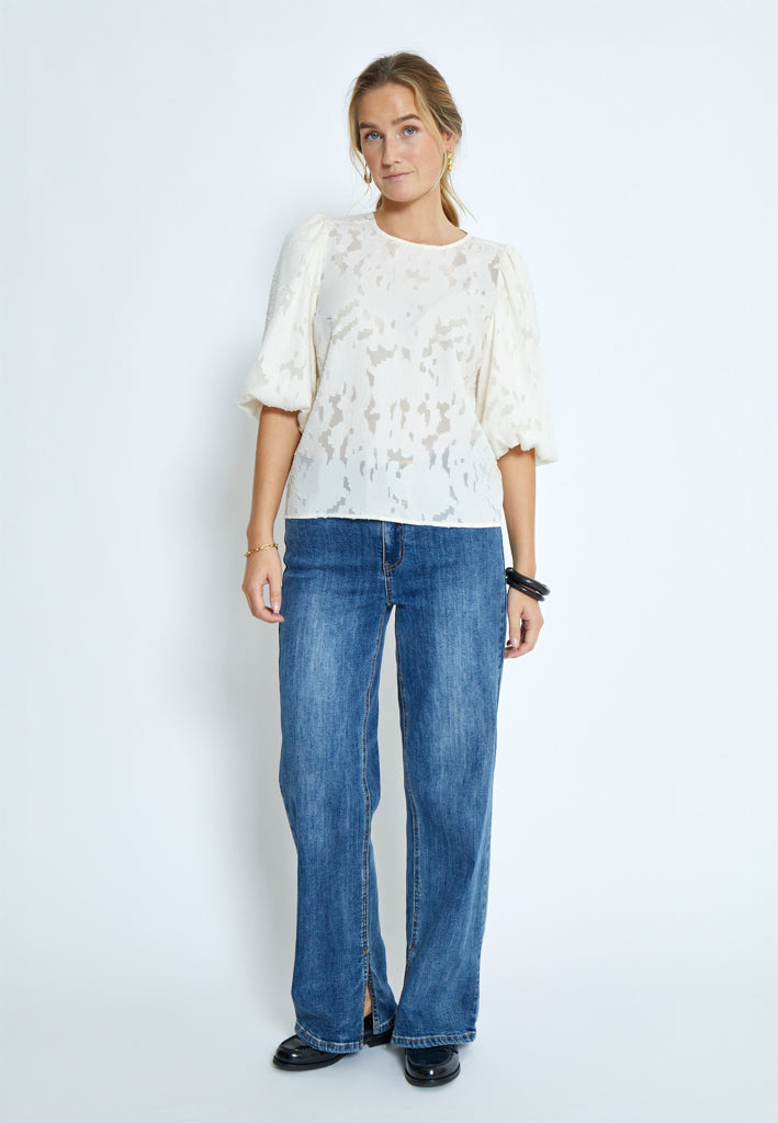 Peppercorn PCGyda Half Sleeve Blouse Blouse 0202 Whitecap Grey