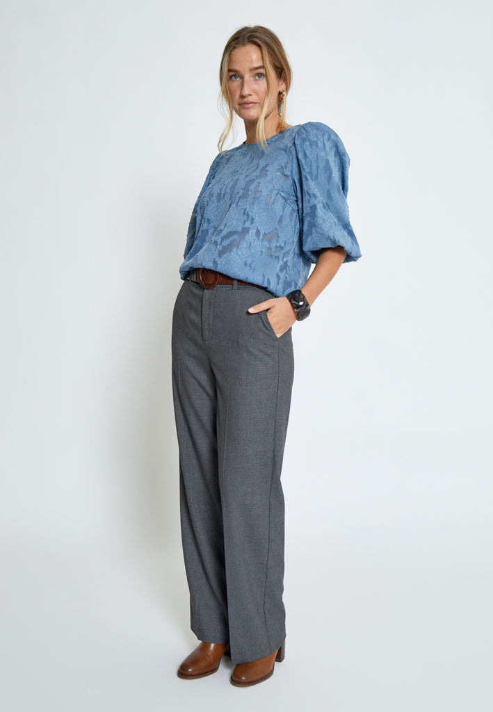 Peppercorn PCGyda Half Sleeve Blouse Blouse 1039 FADED DENIM
