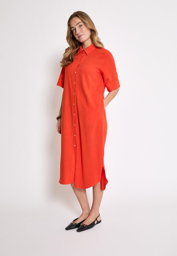 Peppercorn PCHannah Shirt Dress Dress 4174 Hot Coral