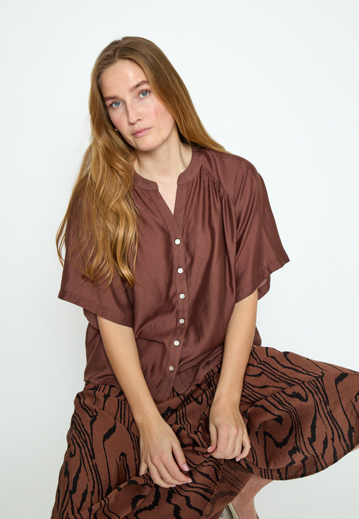 Peppercorn PCIda Short Sleeve Shirt Shirt 4999 Mink Brown