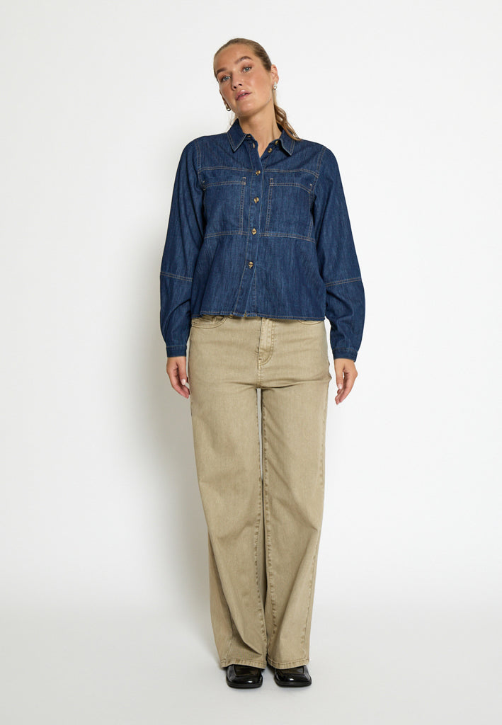 Peppercorn PCKaia Denim Shirt Jacket Jacket 9610 Mid Blue Denim