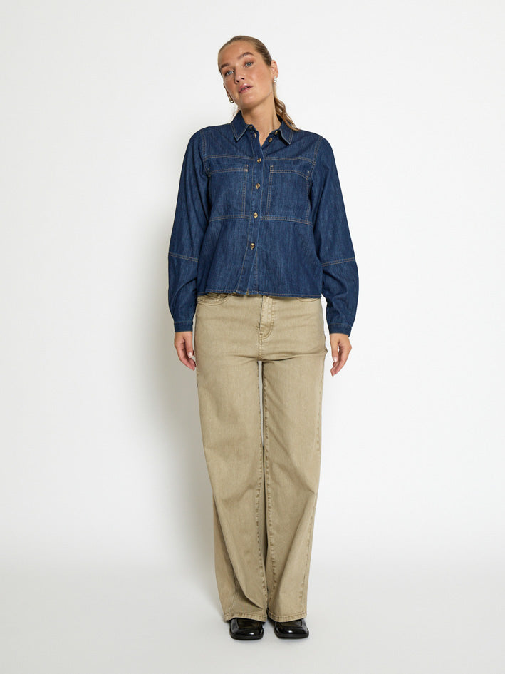 Peppercorn PCKaia Denim Shirt Jacket Jacket 9610 Mid Blue Denim