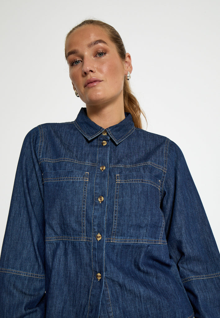 Peppercorn PCKaia Denim Shirt Jacket Jacket 9610 Mid Blue Denim