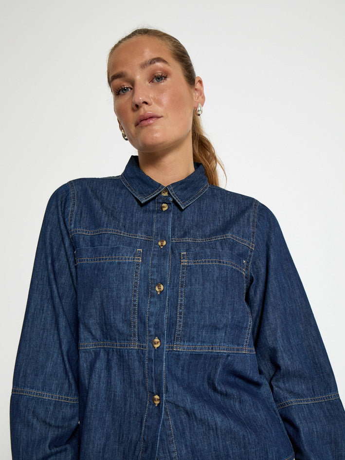 Peppercorn PCKaia Denim Shirt Jacket Jacket 9610 Mid Blue Denim
