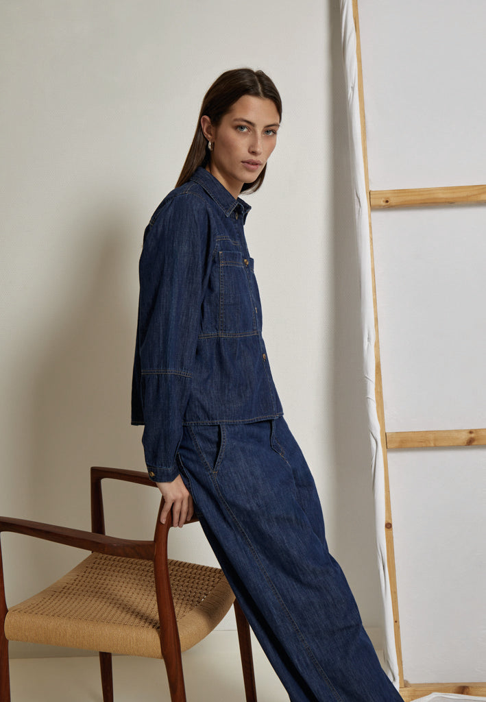 Peppercorn PCKaia Denim Shirt Jacket Jacket 9610 Mid Blue Denim