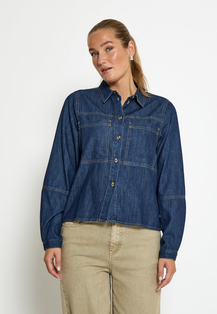 Peppercorn PCKaia Denim Shirt Jacket Jacket 9610 Mid Blue Denim