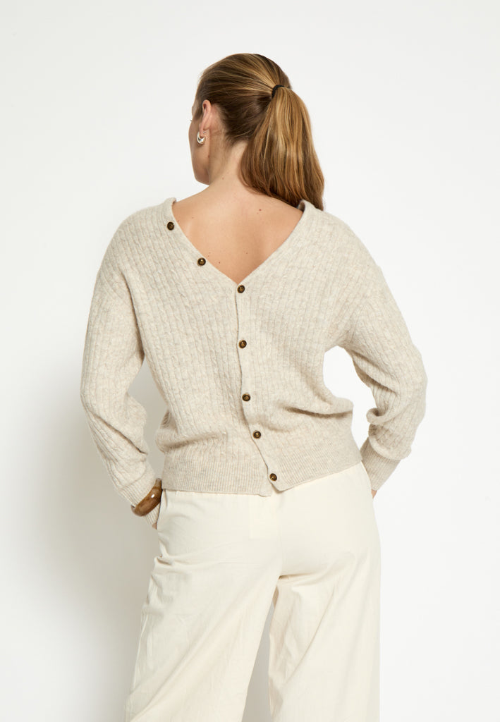 Peppercorn PCKylie GRS V-neck Knit pullover Pullover 2206M Fog Sand Mel.