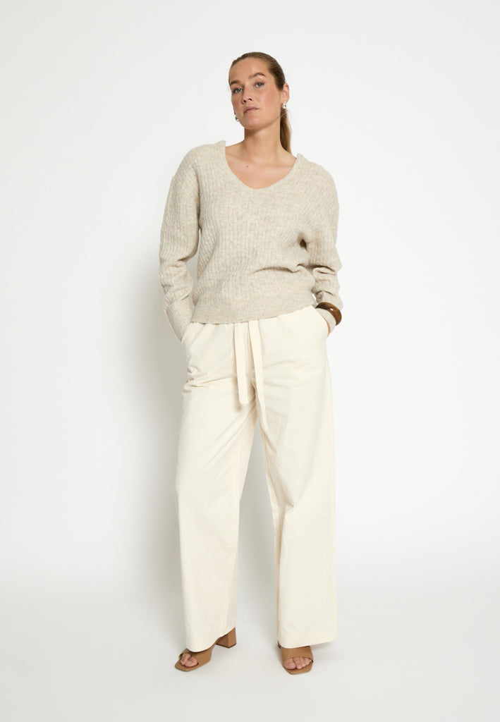 Peppercorn PCKylie GRS V-neck Knit pullover Pullover 2206M Fog Sand Mel.