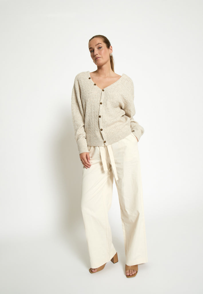 Peppercorn PCKylie GRS V-neck Knit pullover Pullover 2206M Fog Sand Mel.