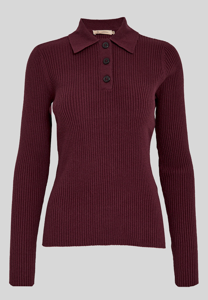 Peppercorn PCLaurel Polo Knit Pullover Pullover 0905 Tawny Port