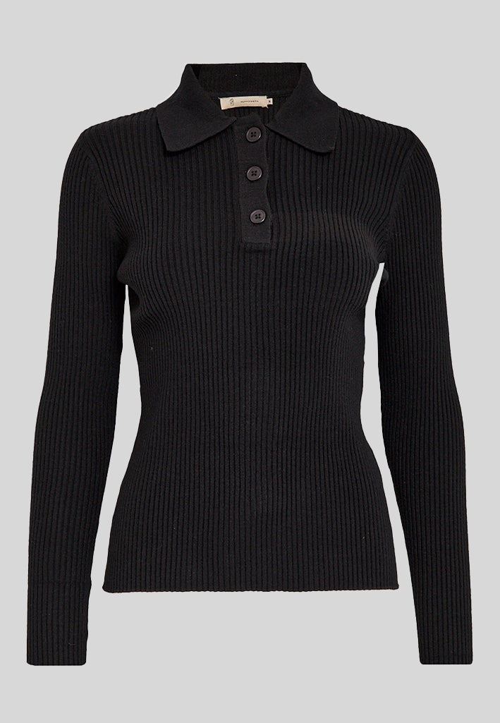 Peppercorn PCLaurel Polo Knit Pullover Pullover 9000 Black