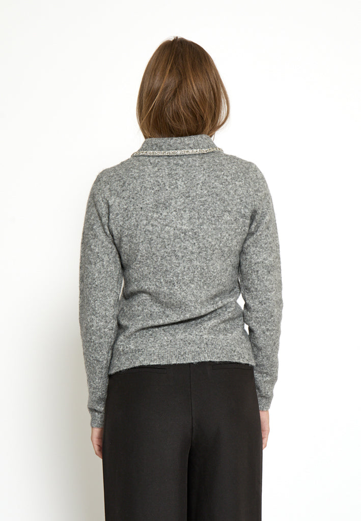Peppercorn PCLeah Knit Top Pullover 126M Steel Grey Mel.