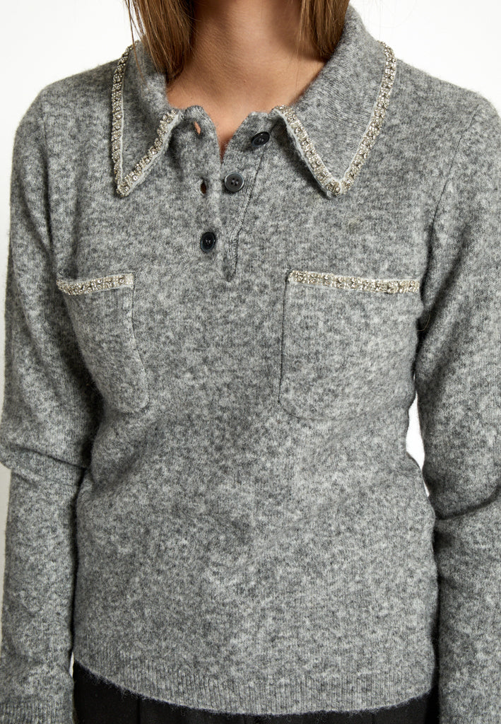 Peppercorn PCLeah Knit Top Pullover 126M Steel Grey Mel.